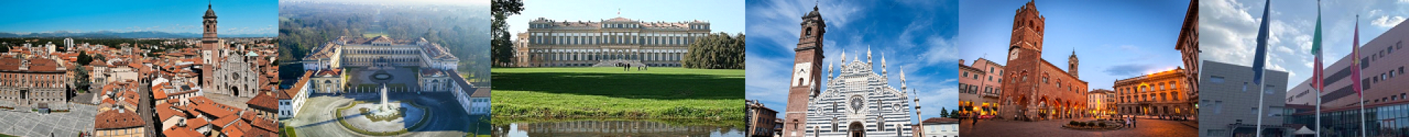 Monza - Vista centro della città, Villa Reale, Duomo, Arengario, Sede unificata Prefettura-Questura e Polizia Stradale